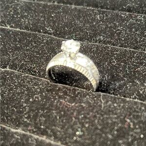 Round Cut Engagement 14KT GE ESPO Silver Size 10 Solitaire Ring